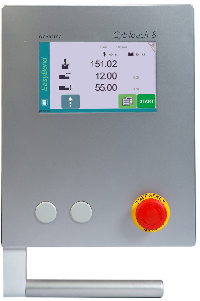 Cyb Touch 8 Bedienfeld mit Bildschirm und Steuerknöpfen für technische Anwendungen.